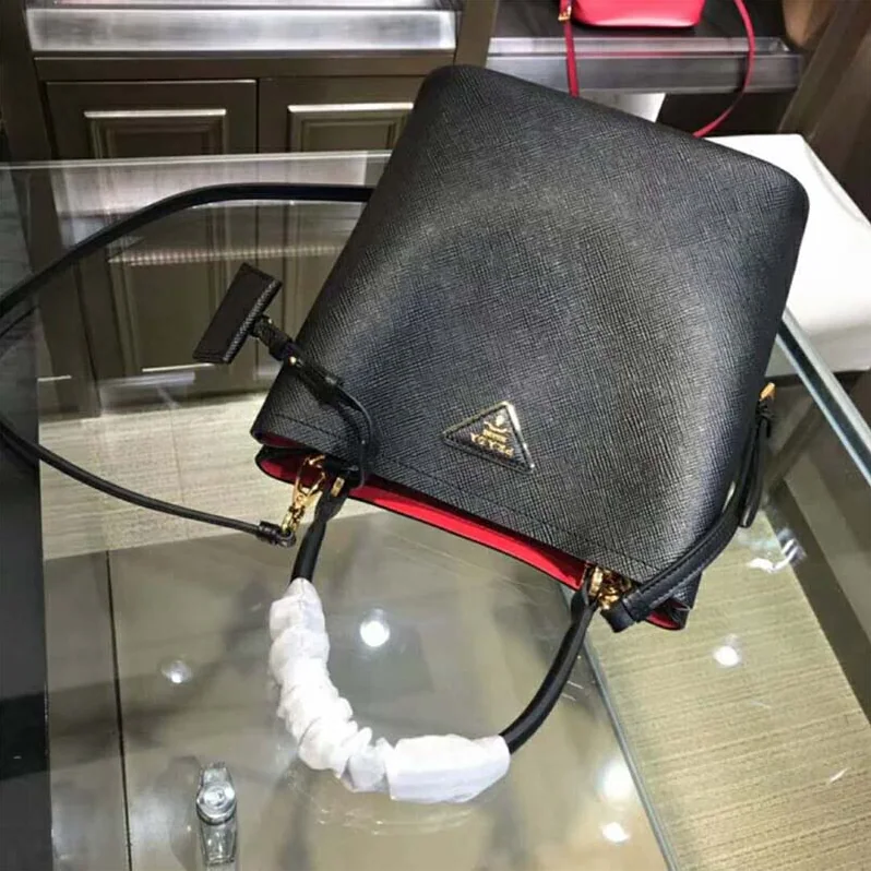 Prada Double Medium Bag in Saffiano Leather for Women in Black