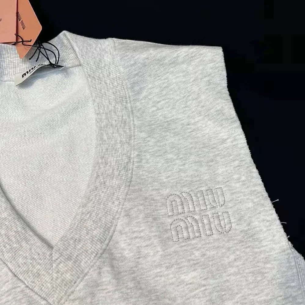Miu Miu Embroidered Cotton Fleece Sweatshirt for Women