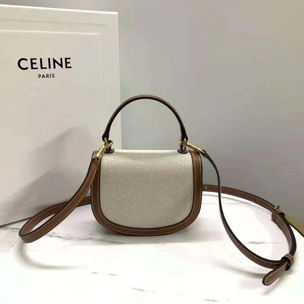 Celine Mini Besace Triomphe in Shiny Calfskin for Women in Beige Celine Mini Besace Triomphe in Shiny Calfskin for Women in Beige