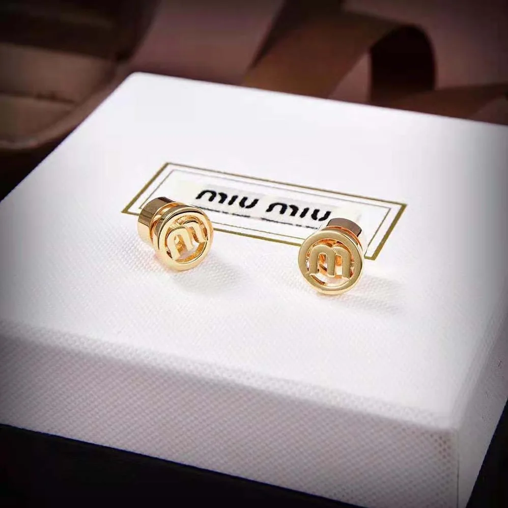 Miu Miu Metal Earrings Logo lasered on the Back for Women Miu Miu Metal Earrings Logo lasered on the Back for Women