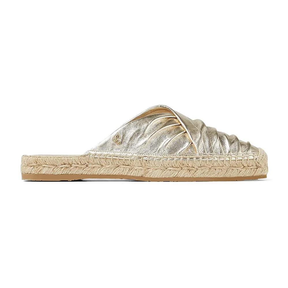 Jimmy Choo DES Flats Champagne Metallic Nappa Espadrille for Women Jimmy Choo DES Flats Champagne Metallic Nappa Espadrille for Women