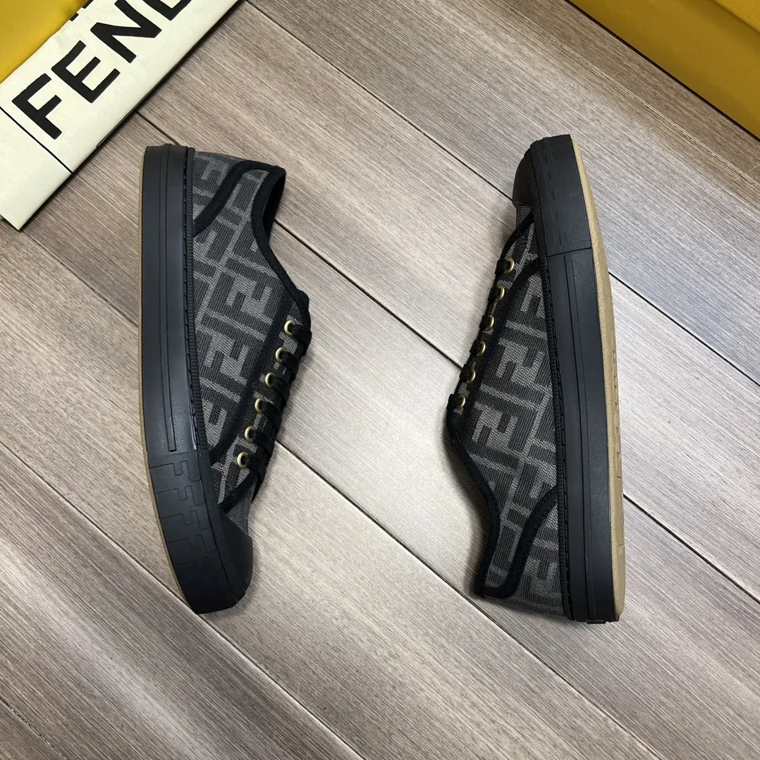 Fendi FD Domino Fabric Low-Tops Sneakers Black 7E1553AJZXF13I8
