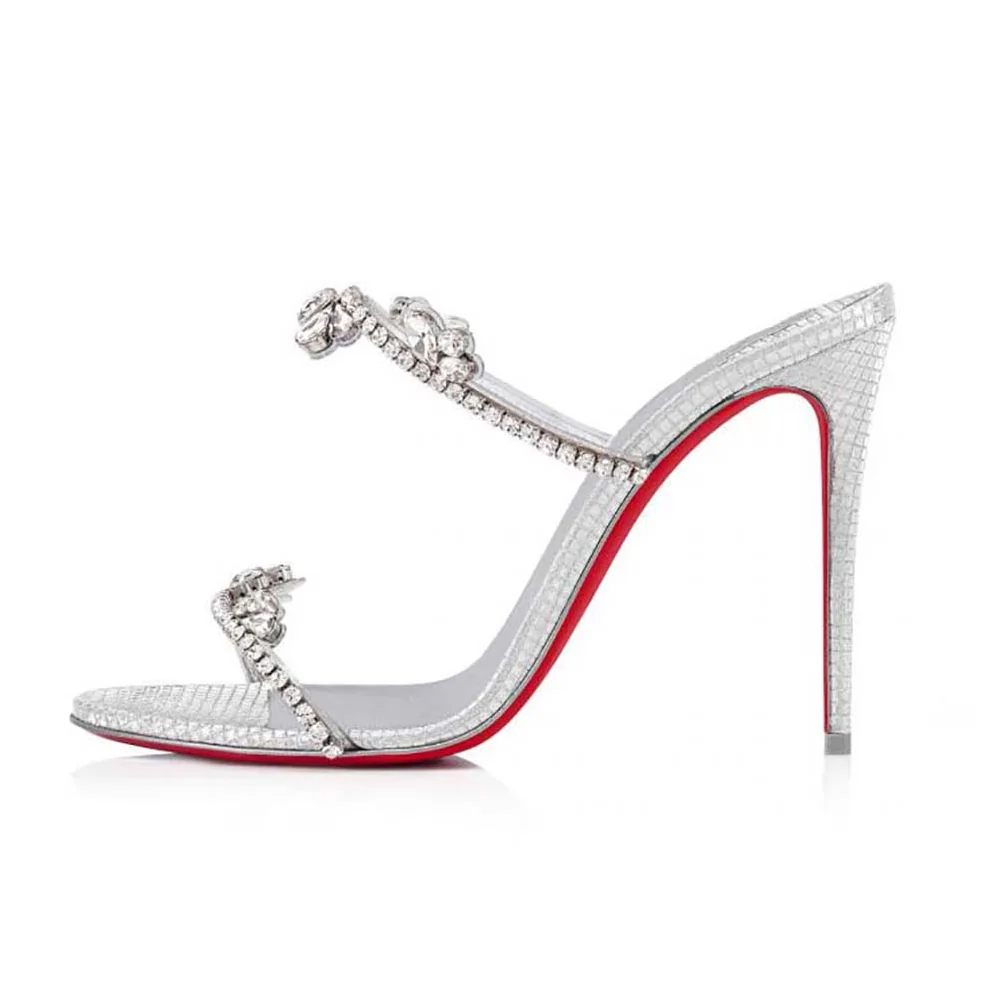 Christian Louboutin Just Queen 100 mm Heel Height for Women in Silver Christian Louboutin Just Queen 100 mm Heel Height for Women in Silver