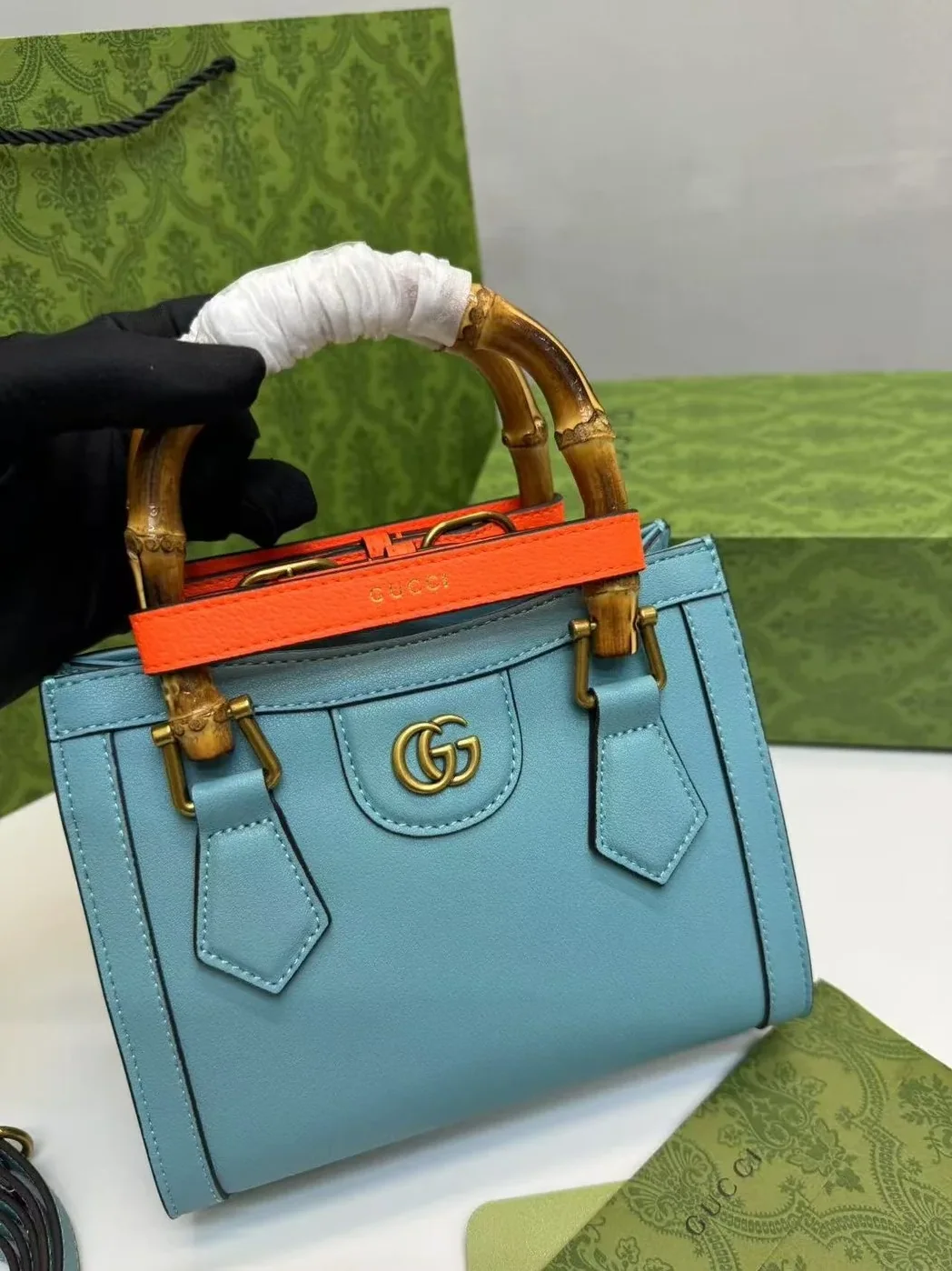 Gucci Diana Mini Tote Bag Light Blue Gucci Diana Mini Tote Bag Light Blue