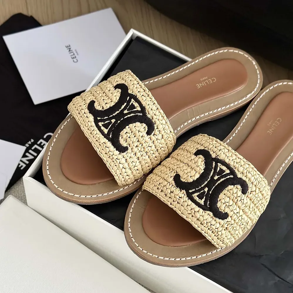 Celine Lympia Mule in Raffia for Women Celine Lympia Mule in Raffia for Women