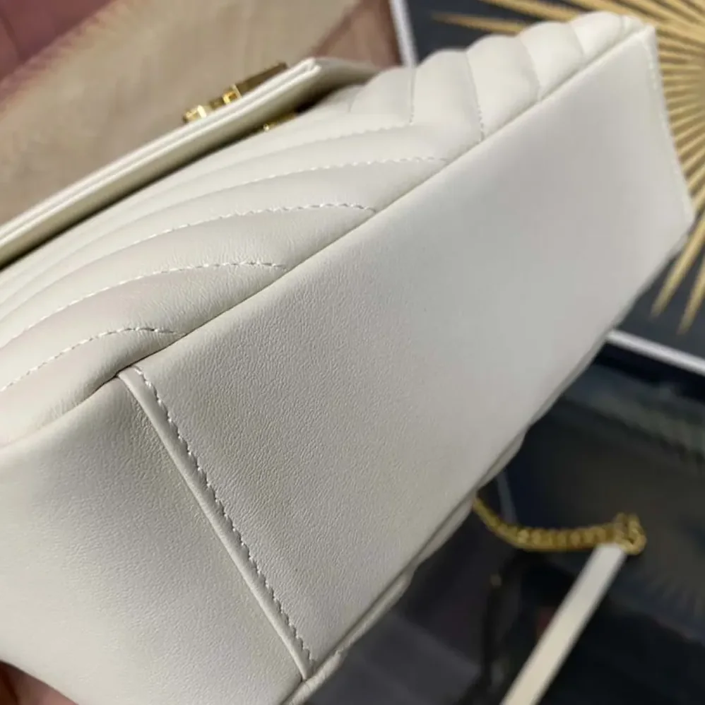 Saint Laurent YSL College Medium in Quilted Leather for Women in White