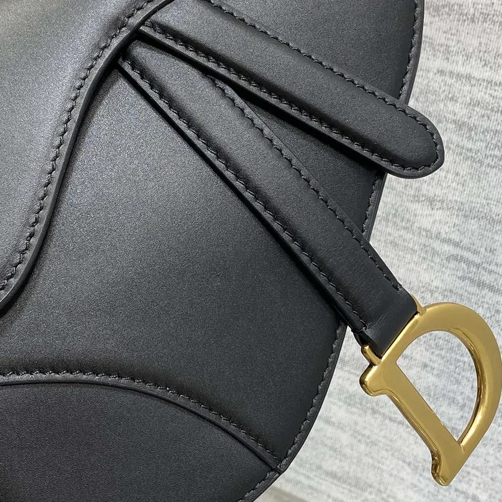 Dior Mini Saddle Bag with Strap Black Grained Calfskin for Women Dior Mini Saddle Bag with Strap Black Grained Calfskin for Women