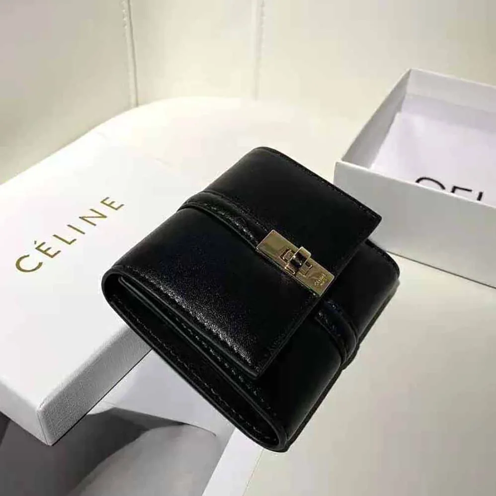 Celine Small Wallet 16 in Shiny Calfskin for Women in Black Celine Small Wallet 16 in Shiny Calfskin for Women in Black