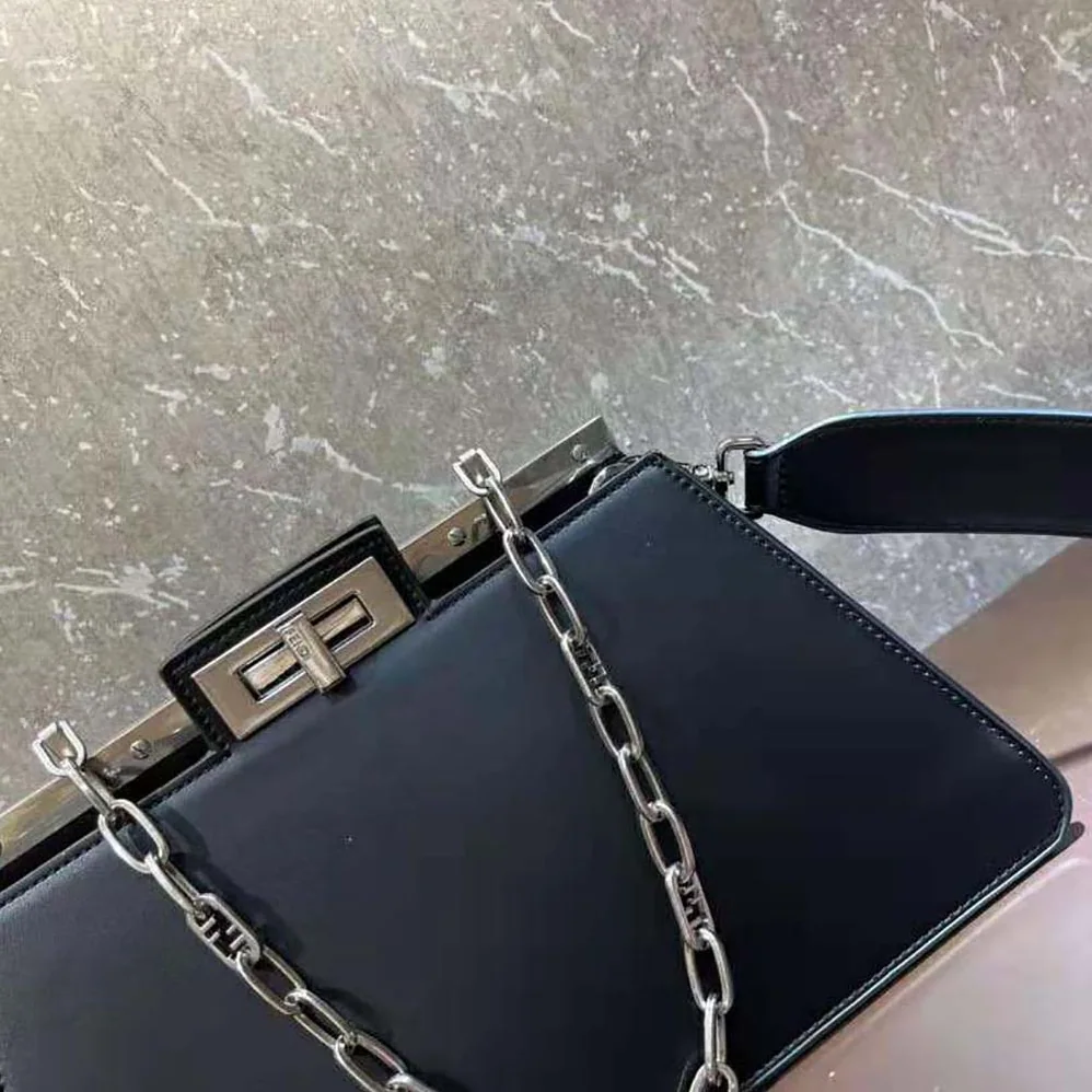 Fendi Peekaboo Cut Medium Black Leather Bag for Women Fendi Peekaboo Cut Medium Black Leather Bag for Women