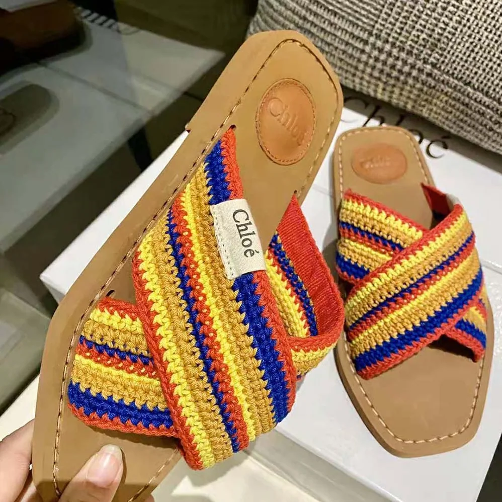 Chloe Woody Flat Mule for Women in Yellow