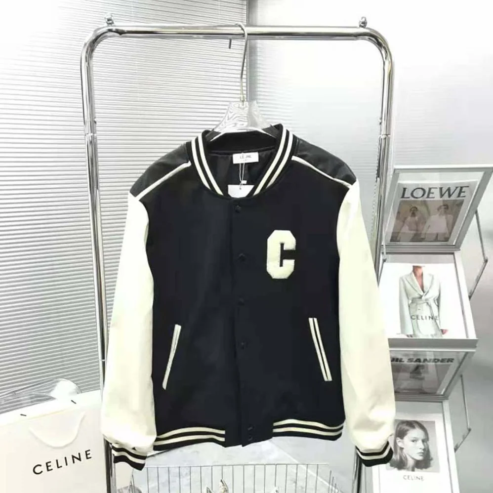 Celine Oversized Wool Varsity Jacket for Women in Black Celine Oversized Wool Varsity Jacket for Women in Black