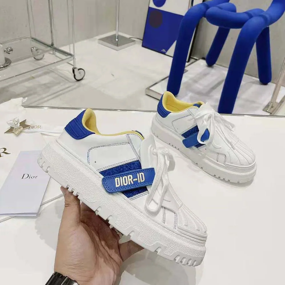 Dior Dior-id Sneaker White Calfskin Terry Cotton for Women in Blue Dior Dior-id Sneaker White Calfskin Terry Cotton for Women in Blue