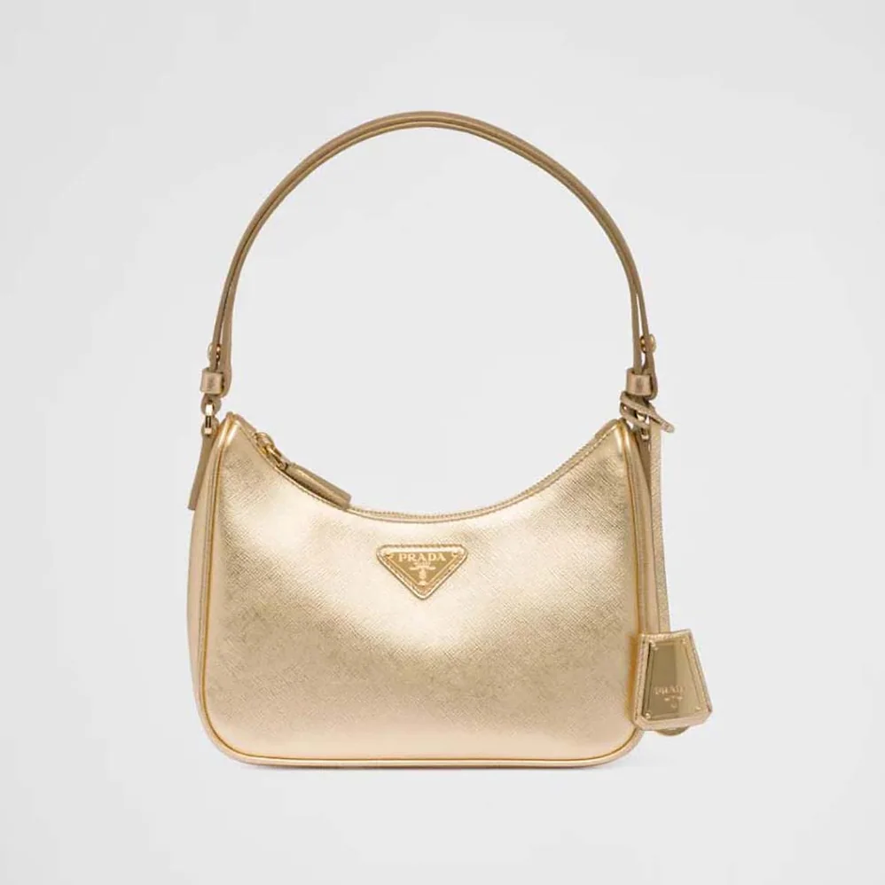 Prada Saffiano Leather Mini Bag for Women in Gold Prada Saffiano Leather Mini Bag for Women in Gold