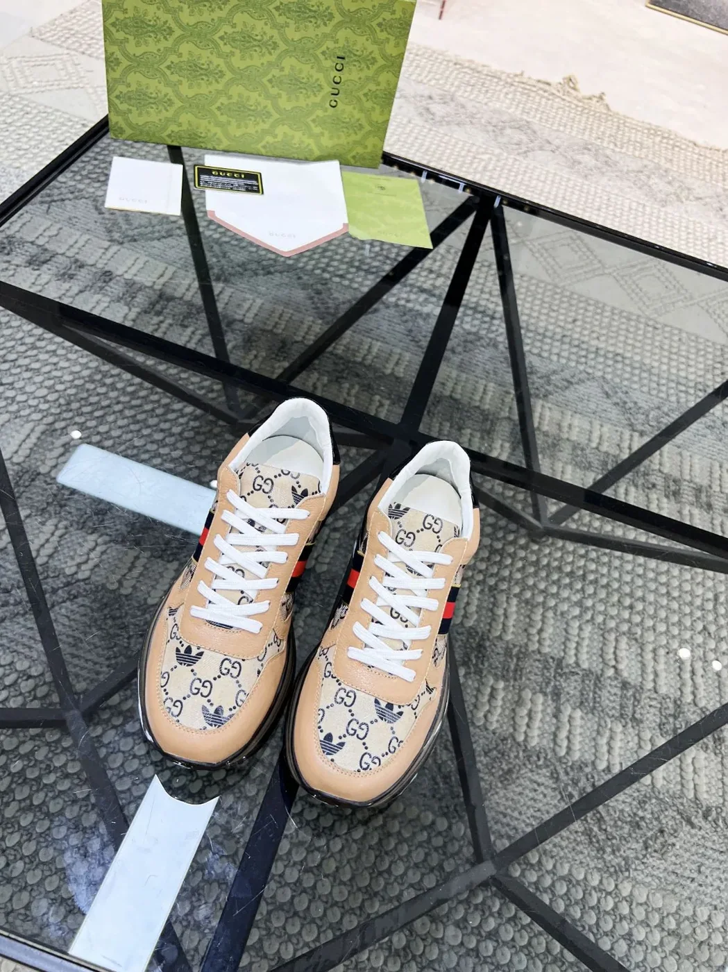 Gucci x Adidas GG Sneakers With Web Beige for Men