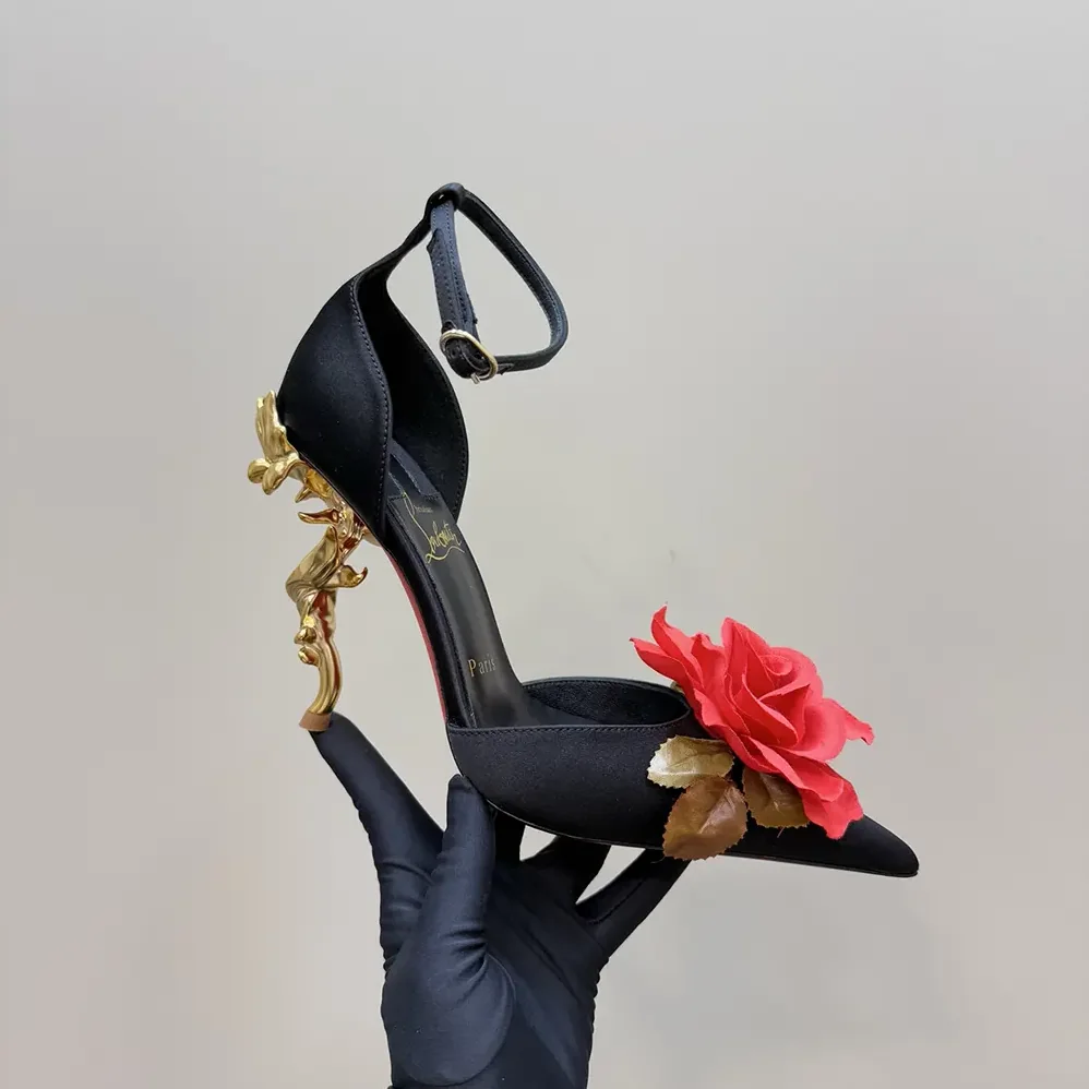 Christian Louboutin Bellarose 100 mm Strappy Pumps Crepe Satin for Women in Black Christian Louboutin Bellarose 100 mm Strappy Pumps Crepe Satin for Women in Black
