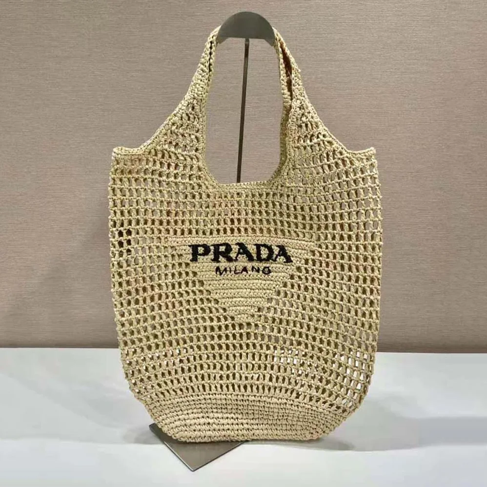 Prada Raffia Tote Bag with a Soft for Women in Natural Prada Raffia Tote Bag with a Soft for Women in Natural
