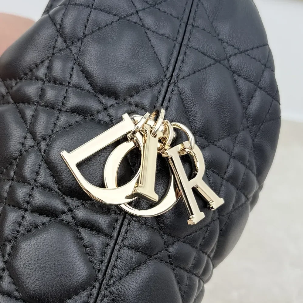Dior Small Dior Toujours Hobo Bag Black Cannage Lambskin for Women