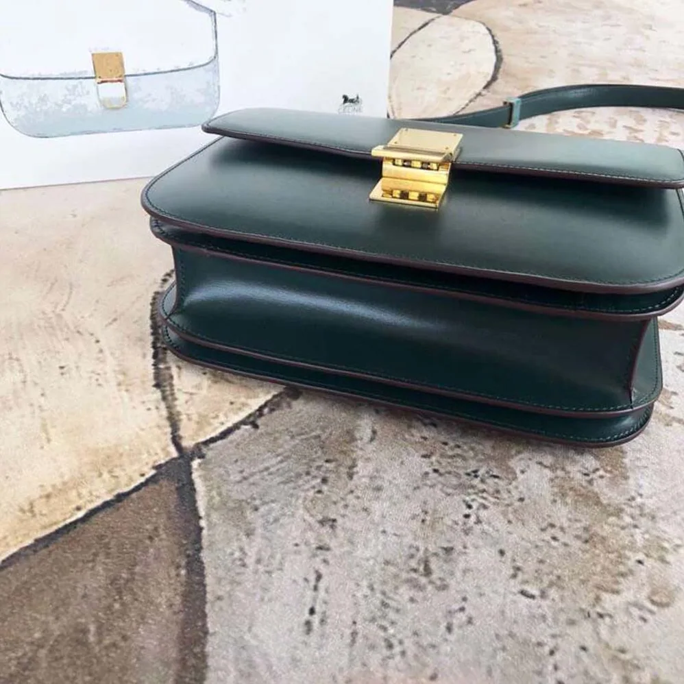 Celine Small Classic Bag in Box Calfskin Leather for Women in Dark Green