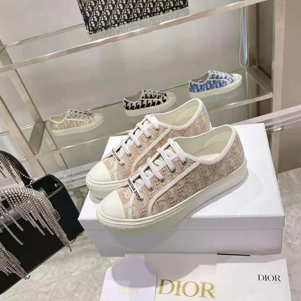 Dior Walk N Dior Sneaker Nude Dior Oblique Embroidered Cotton for Women Dior Walk N Dior Sneaker Nude Dior Oblique Embroidered Cotton for Women