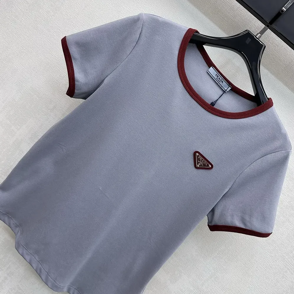 Prada Cotton T-Shirt for Women in Light Blue Prada Cotton T-Shirt for Women in Light Blue