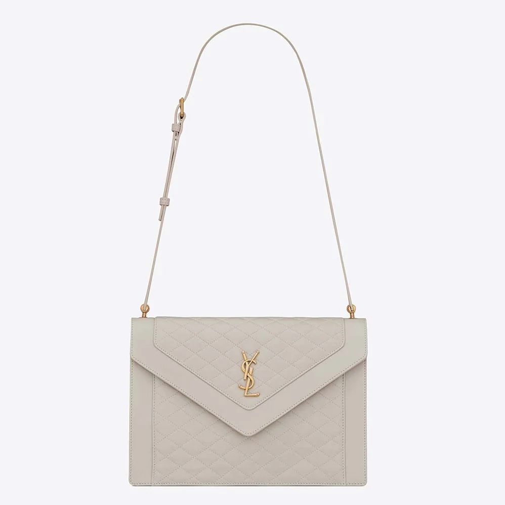 Saint Laurent YSL Gaby Satchel in Quilted Lambskin for Women in White Saint Laurent YSL Gaby Satchel in Quilted Lambskin for Women in White