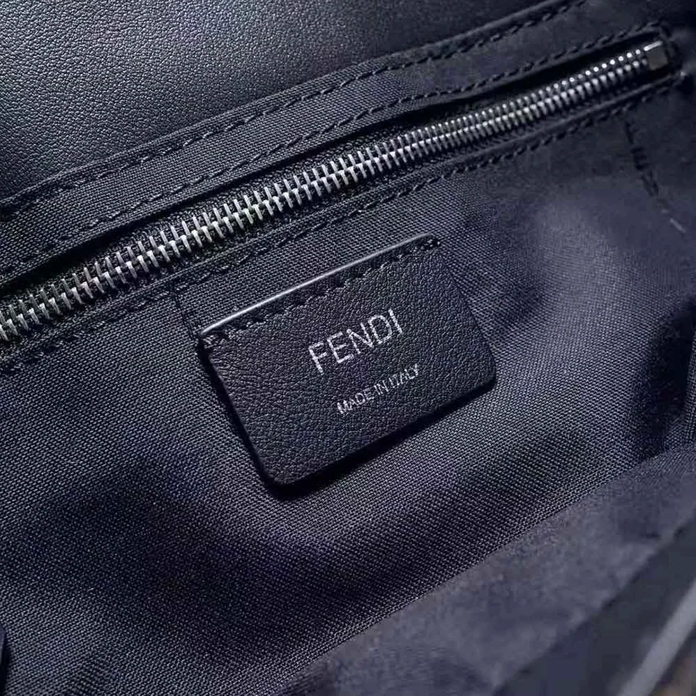 Fendi Baguette Brown Fabric Bag for Men in Black Fendi Baguette Brown Fabric Bag for Men in Black