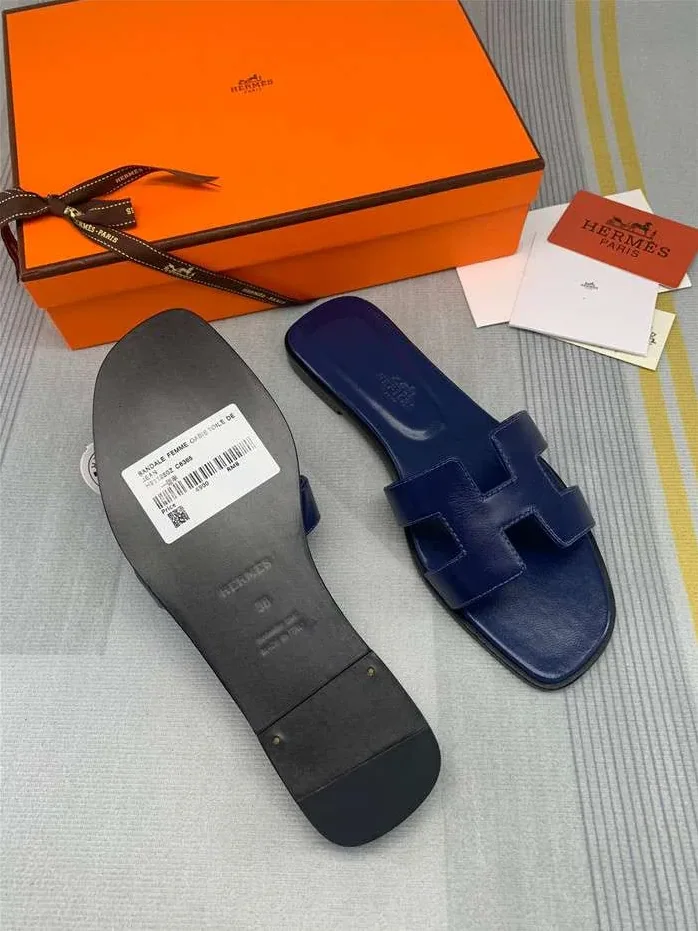 Hermes Oran Sandal Dark Blue