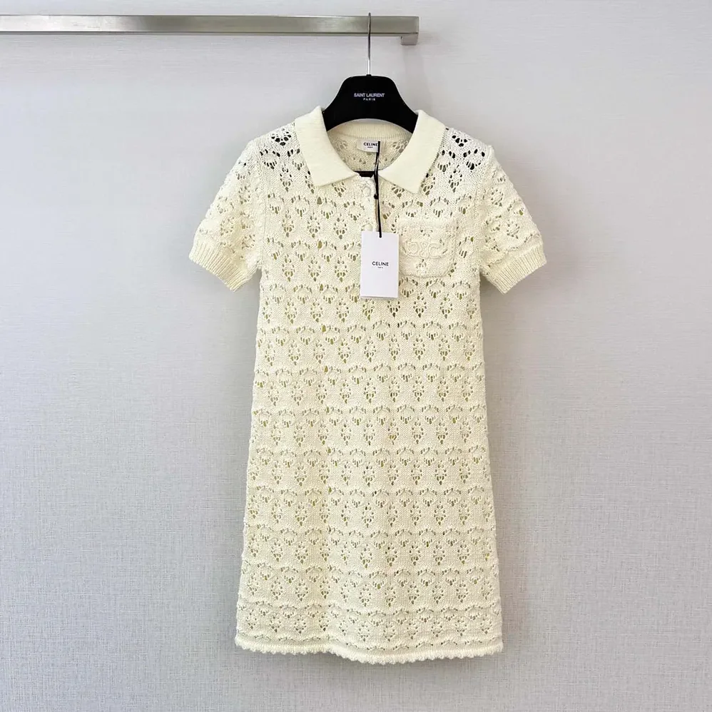 Celine Mini Dress in Cotton Pointelle for Women Celine Mini Dress in Cotton Pointelle for Women