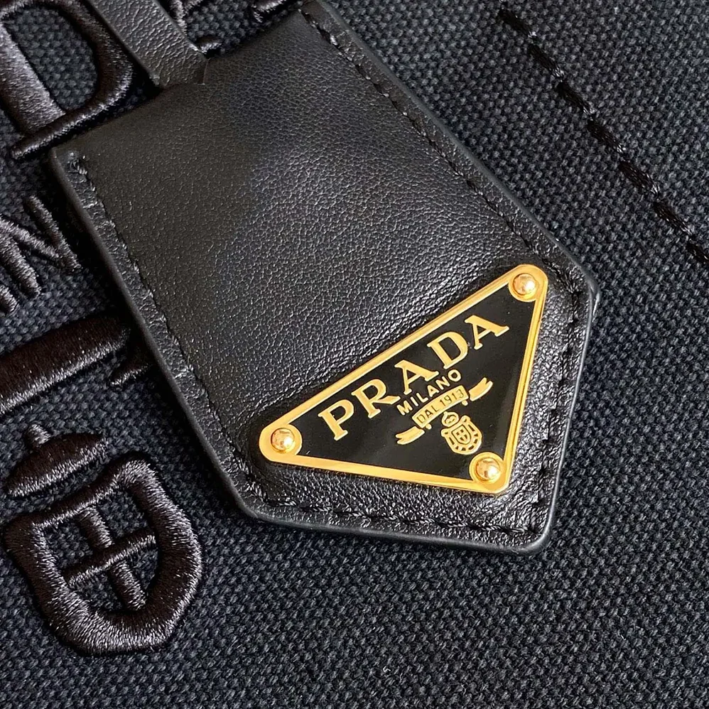 Prada Jardinière Small Cotton Canvas Handbag for Women in Black Prada Jardinière Small Cotton Canvas Handbag for Women in Black