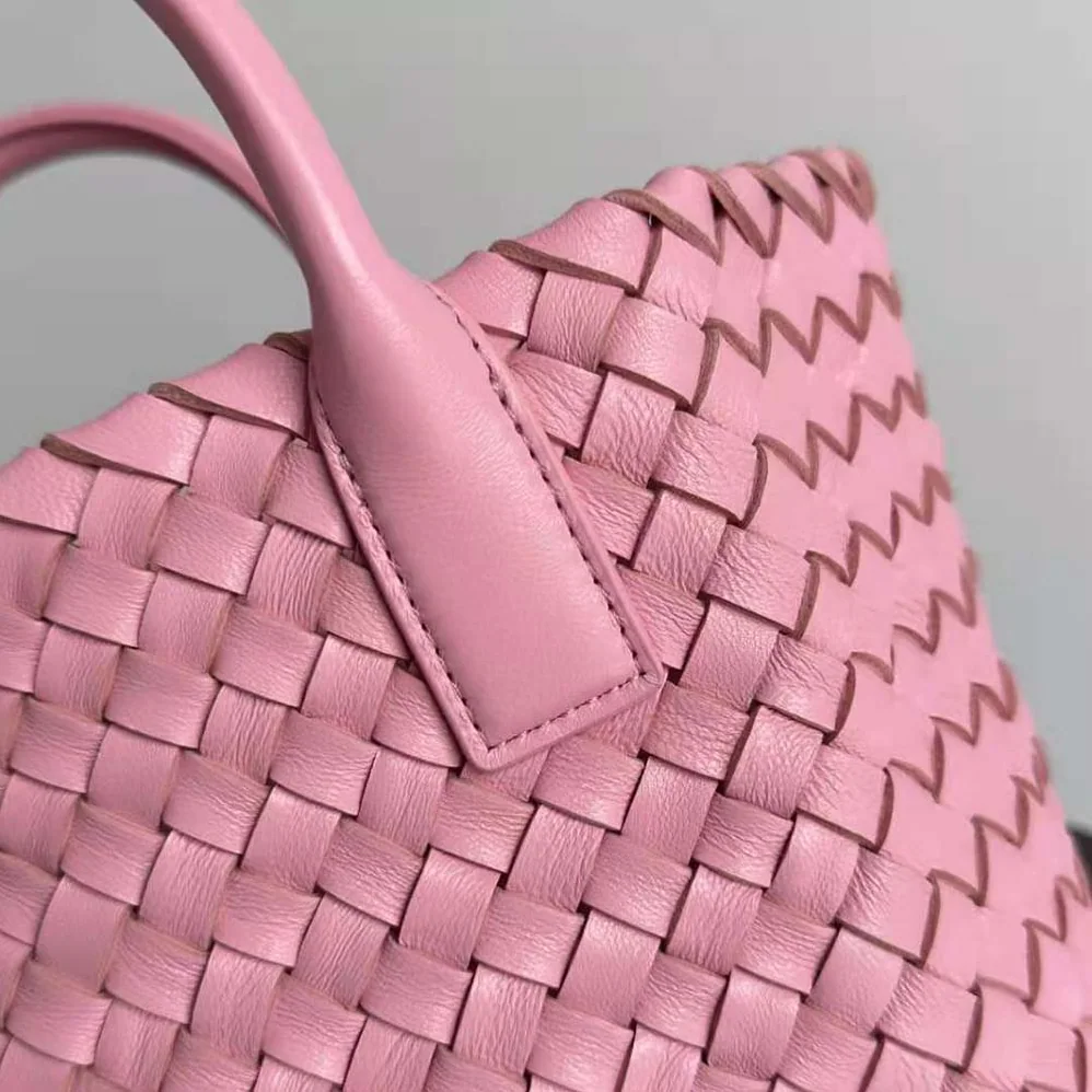 Bottega Veneta Mini Cabat Intreccio Leather Tote Bag with Detachable Strap for Women in Pink