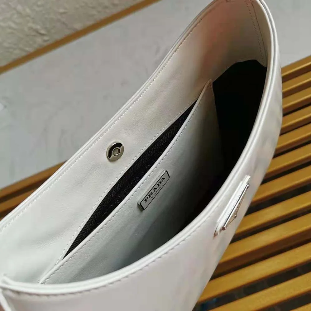 Prada Prada Cleo Brushed Leather Shoulder Bag for Women in White
