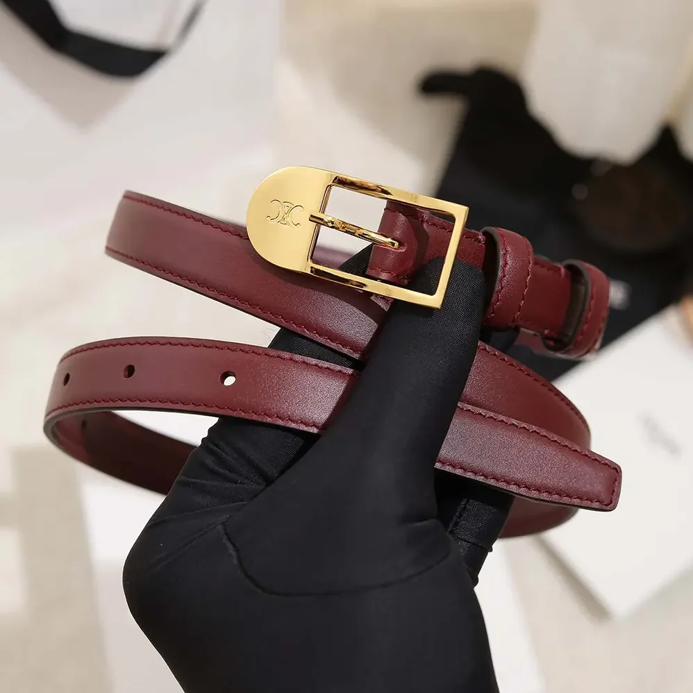 Celine Bc-25 18mm Belt In Taurillon Leather for Women in Maroon Celine Bc-25 18mm Belt In Taurillon Leather for Women in Maroon