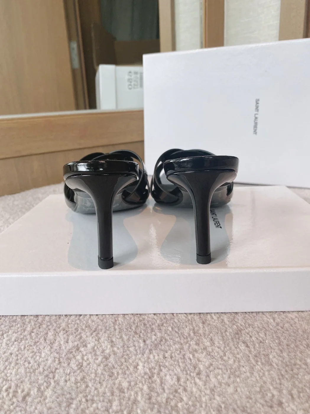 Saint Laurent Tribute Heeled Mules Black YSL