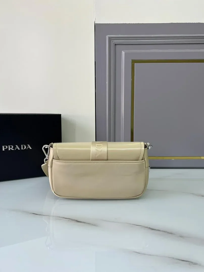 Prada Pocket Nylon And Brushed Bag Beige