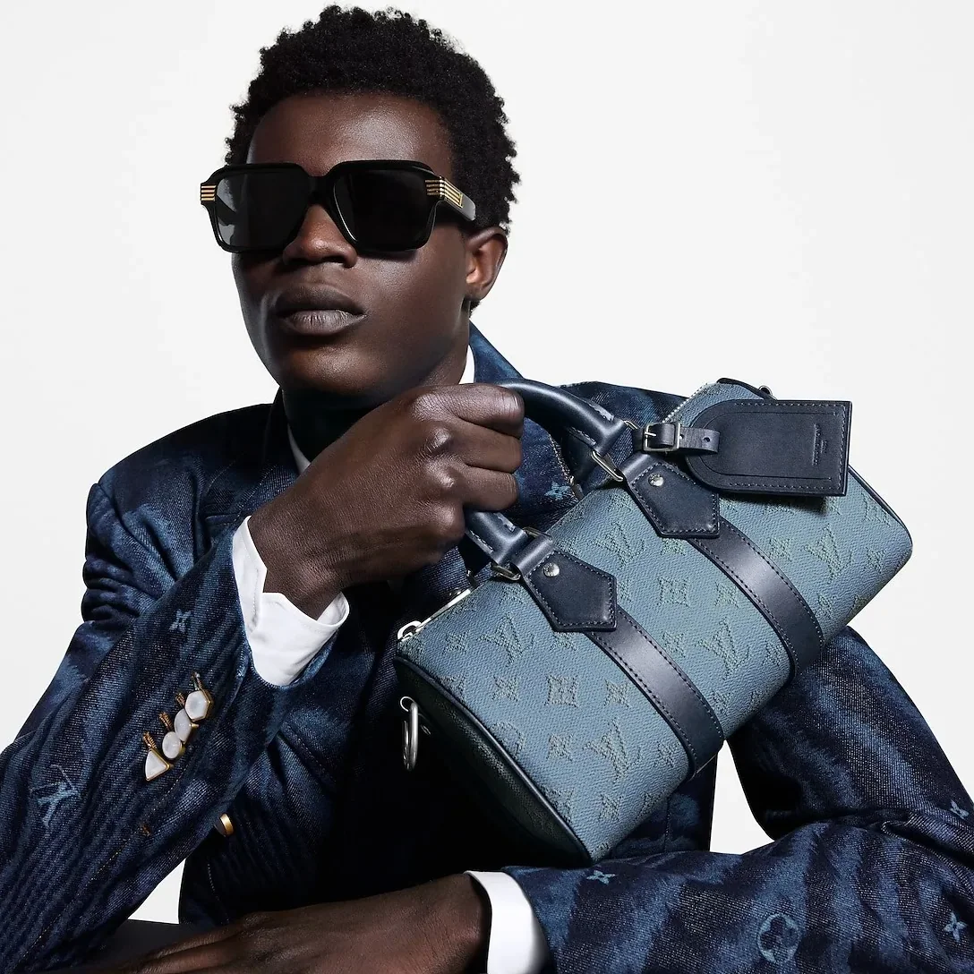 Louis Vuitton Keepall Bandouliere 25 Travel Bag in Blue Silver Hardware