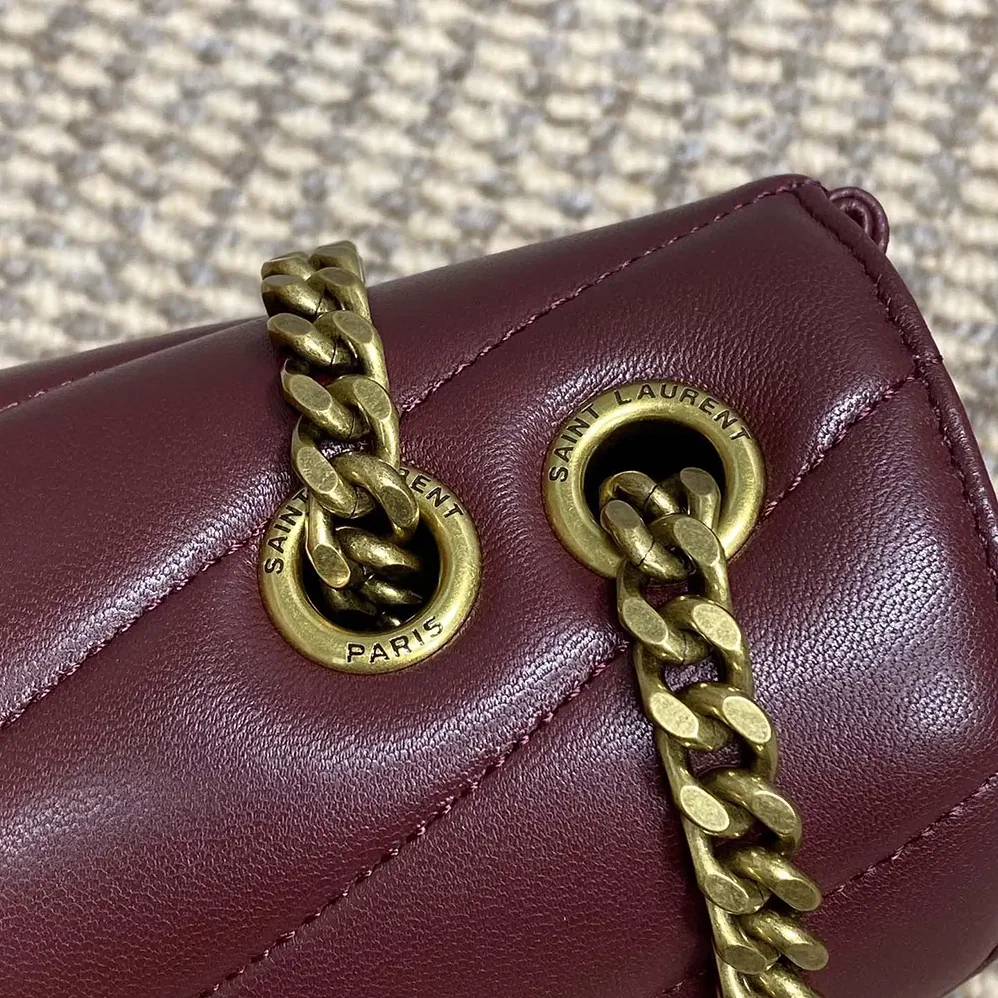 Saint Laurent YSL Loulou Small in Matelasse Lambskin for Women in Bordeaux