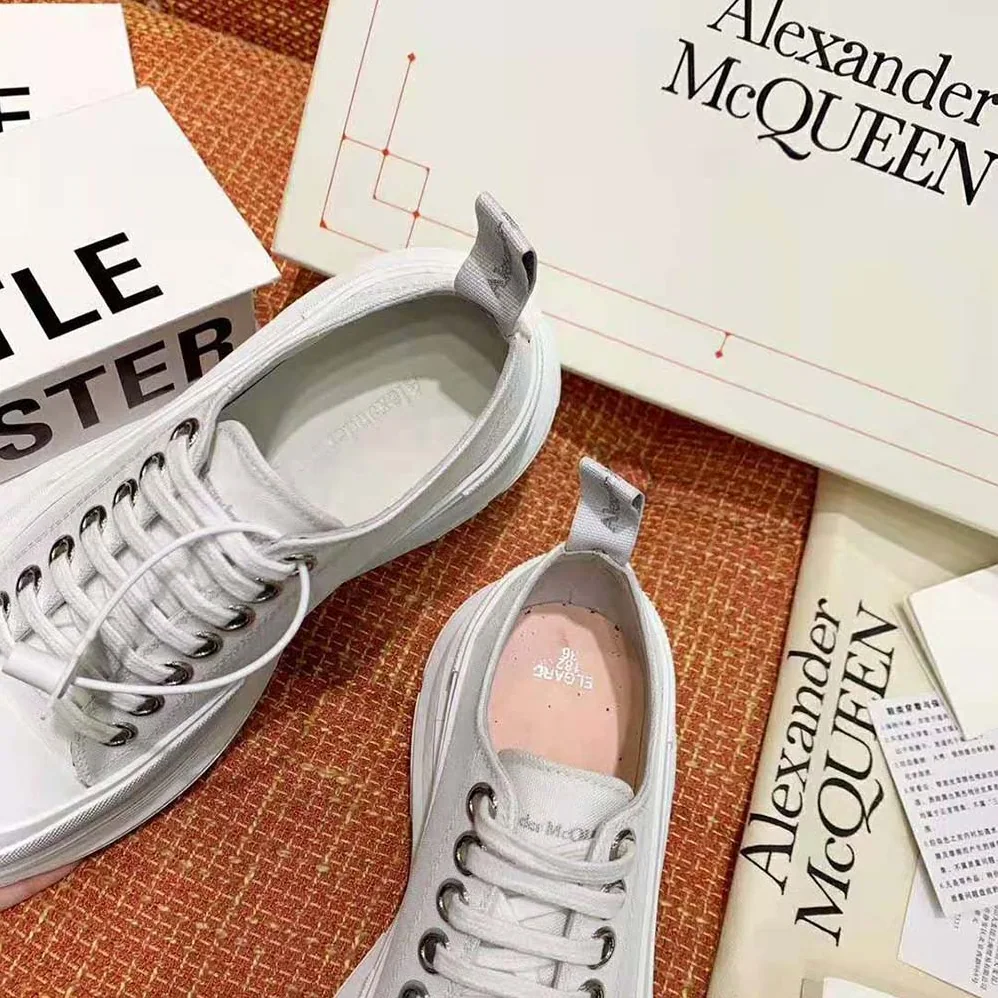 Alexander Mcqueen Tread Slick Lace Up for Women in White