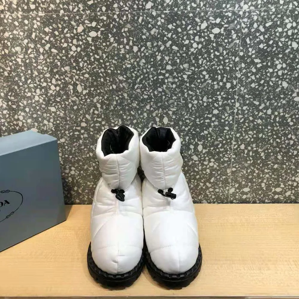 Prada Padded Nylon Booties for Women in White
