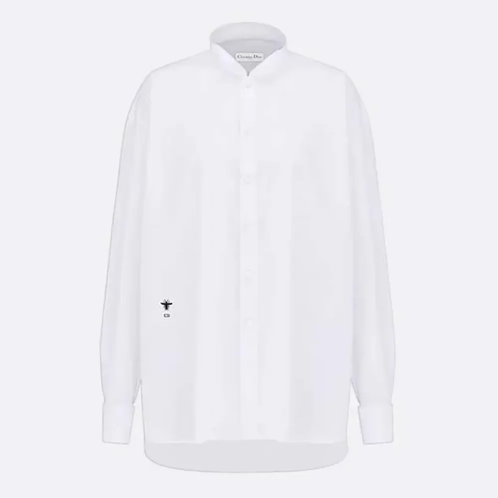 Dior Wing-Collar Shirt White Cotton Poplin for Women Dior Wing-Collar Shirt White Cotton Poplin for Women