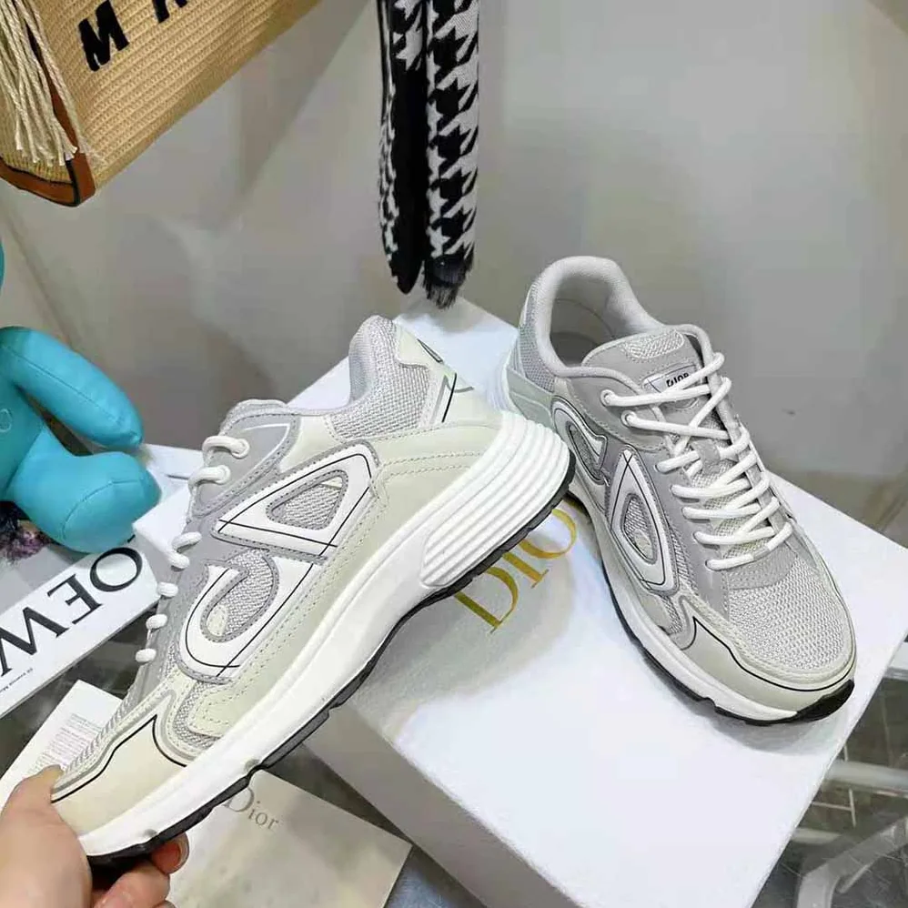 Dior B30 Sneaker Gray Mesh and White Technical Fabric for Men