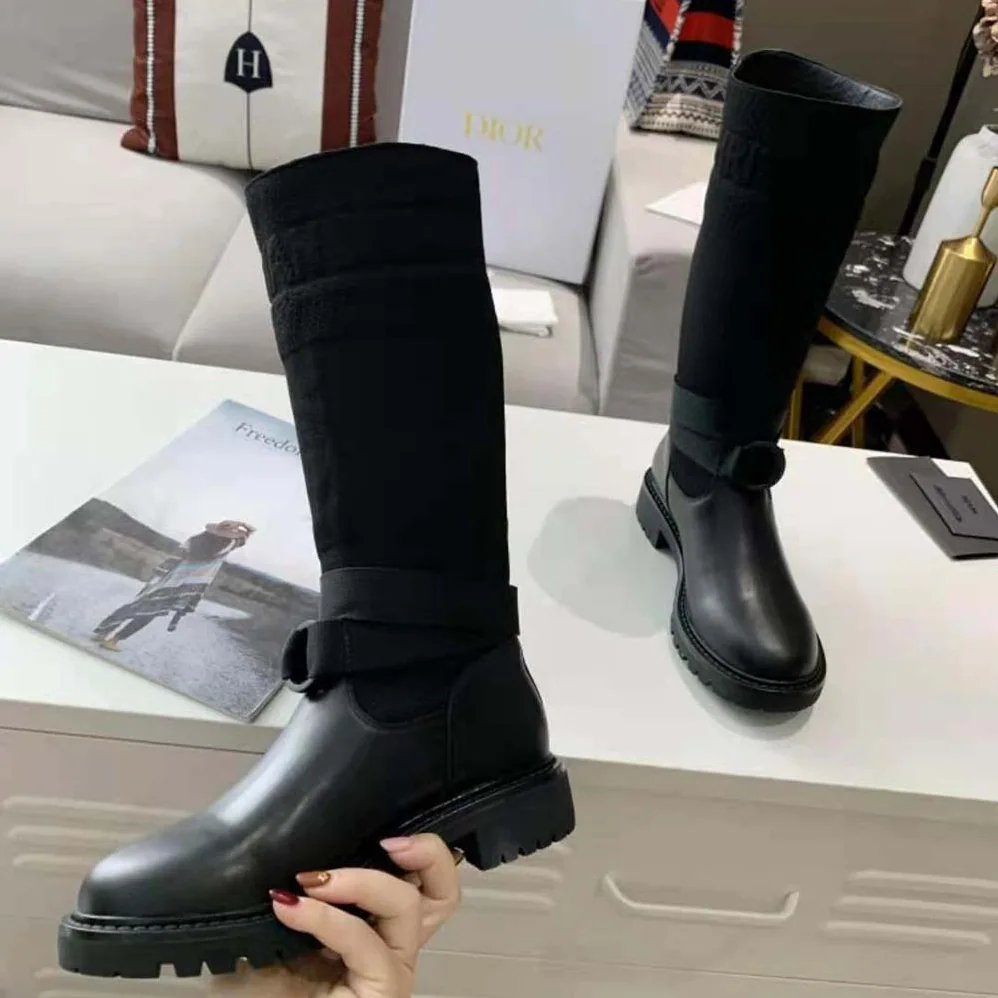Dior D-Major Boot Black Technical Fabric and Calfskin for Women