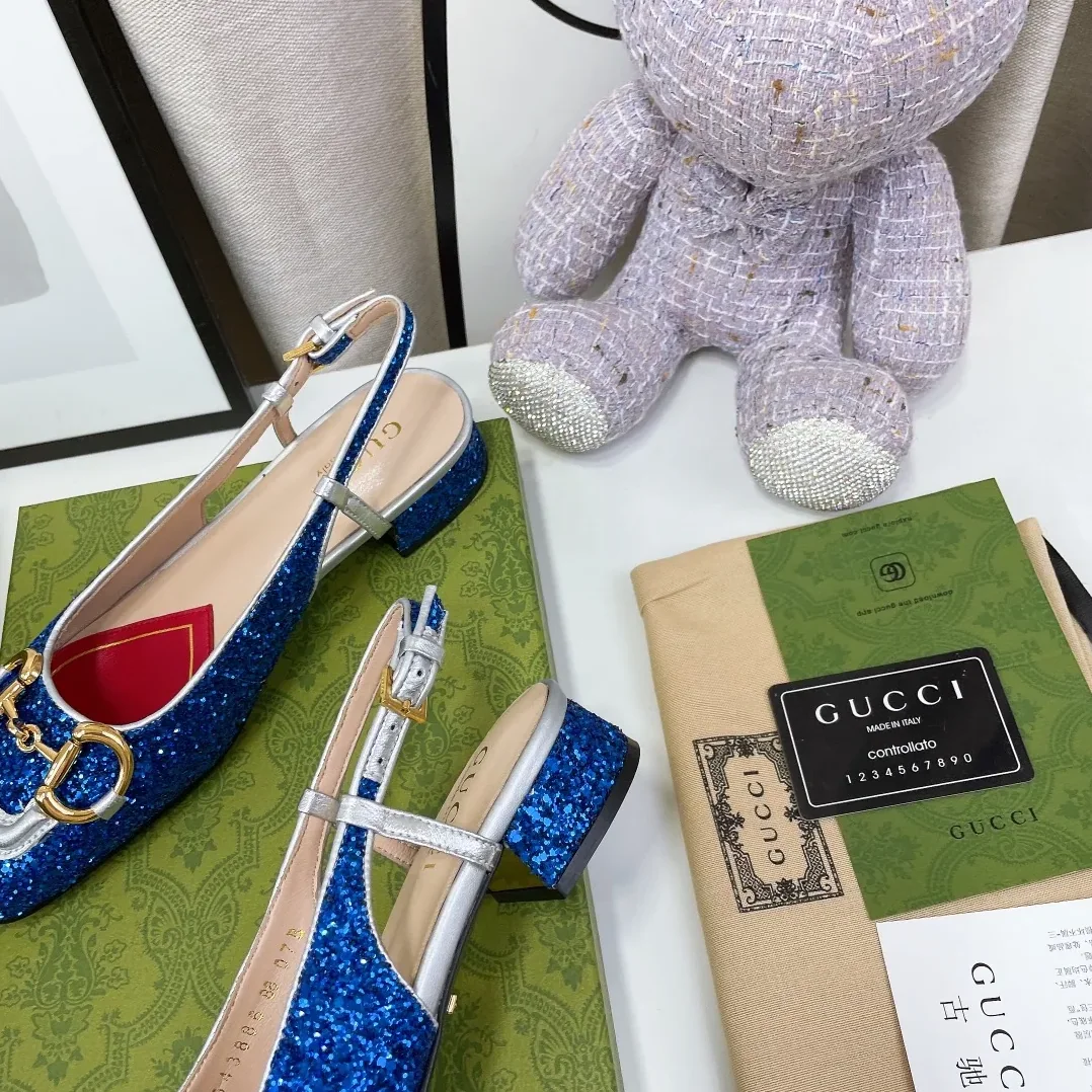 Gucci Lovelight Slingback With Horsebit Blue Gucci Lovelight Slingback With Horsebit Blue