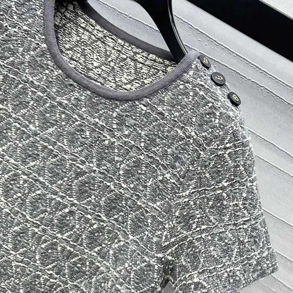 Dior Short Macrocannage Dress Gray Cotton for Women in Blend Tweed Knit Dior Short Macrocannage Dress Gray Cotton for Women in Blend Tweed Knit