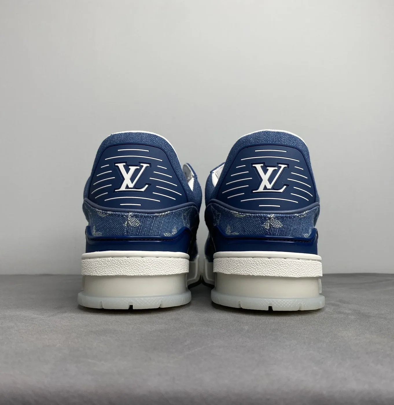 Louis Vuitton Trainer Sneaker Rubber Monogram Denim Blue Virgil Abloh