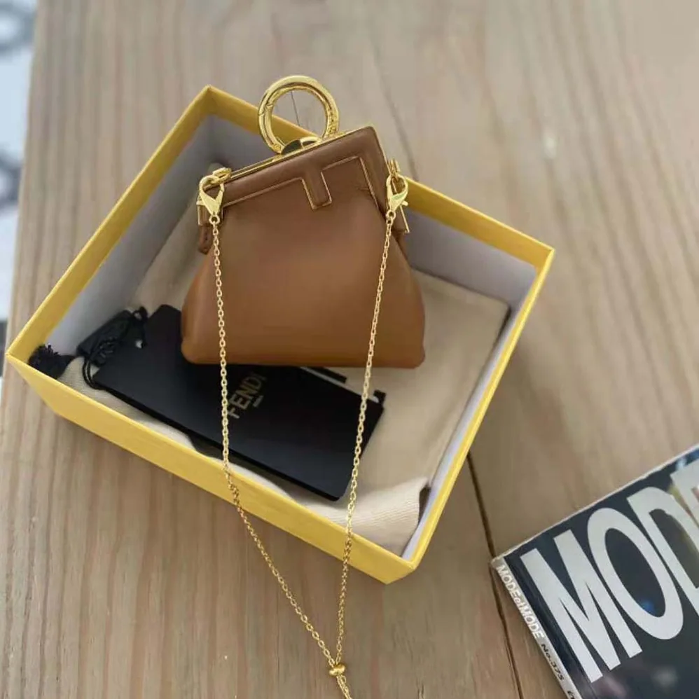Fendi Nano Fendi First Charm Brown Nappa Leather Charm for Women Fendi Nano Fendi First Charm Brown Nappa Leather Charm for Women