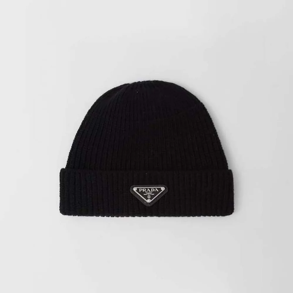 Prada Wool and Cashmere Beanie for Women in Black Prada Wool and Cashmere Beanie for Women in Black