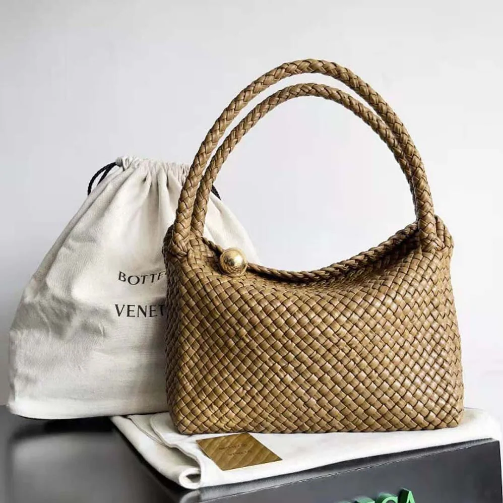 Bottega Veneta Tosca Shoulder Bag with Metallic Sphere Closure Woven for Women in Brown