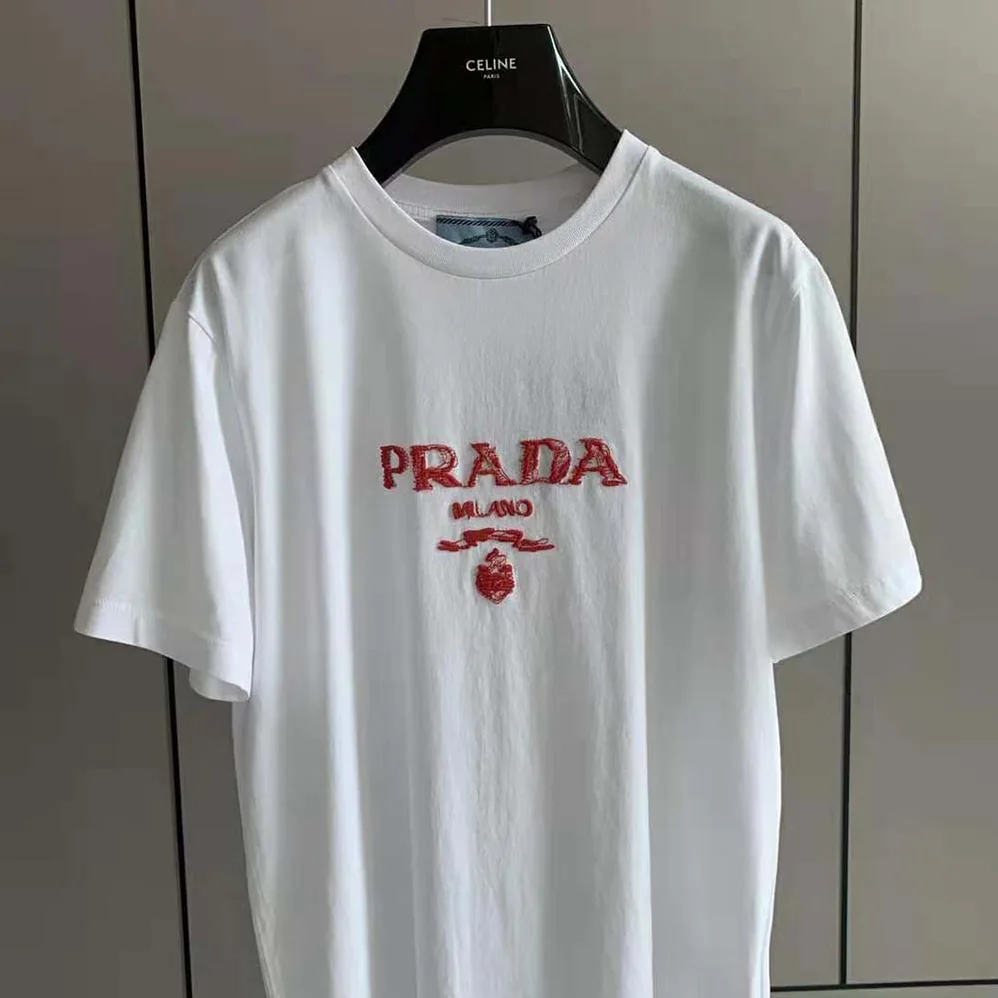 Prada Classic Cotton Crew-Neck T-shirt for Men in Red
