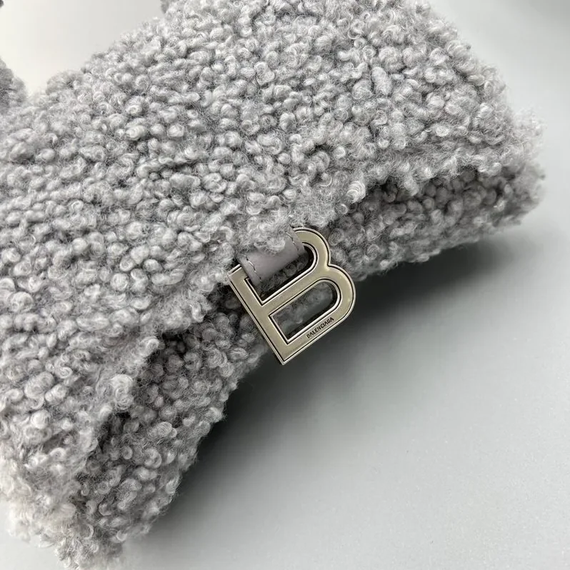 Furry Hourglass Small Handbag Black in Grey/Pink / Furry Hourglass Small Handbag Black in Grey/Pink /