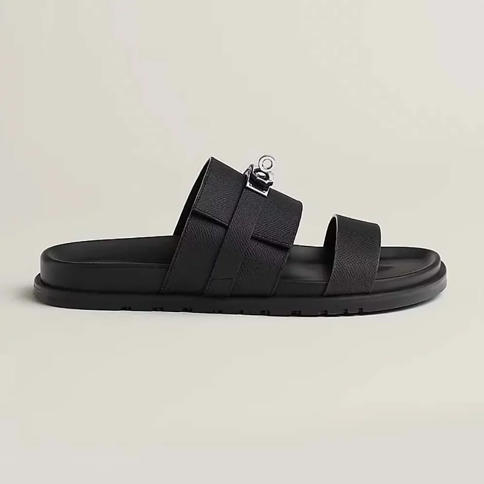 Hermes Jackson Sandal in Epsom Calfskin for Unisex in Black Hermes Jackson Sandal in Epsom Calfskin for Unisex in Black